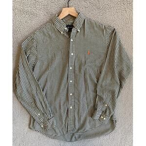 RALPH LAUREN Gingham Plaid Button Shirt Mens 16 Large Forest Green Classic Fit
